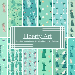 Statue of Liberty Patterns: 12 Seamless, Abstract Eye-Catching Digital Designs and Patterns for Patriotic & Creative Projects