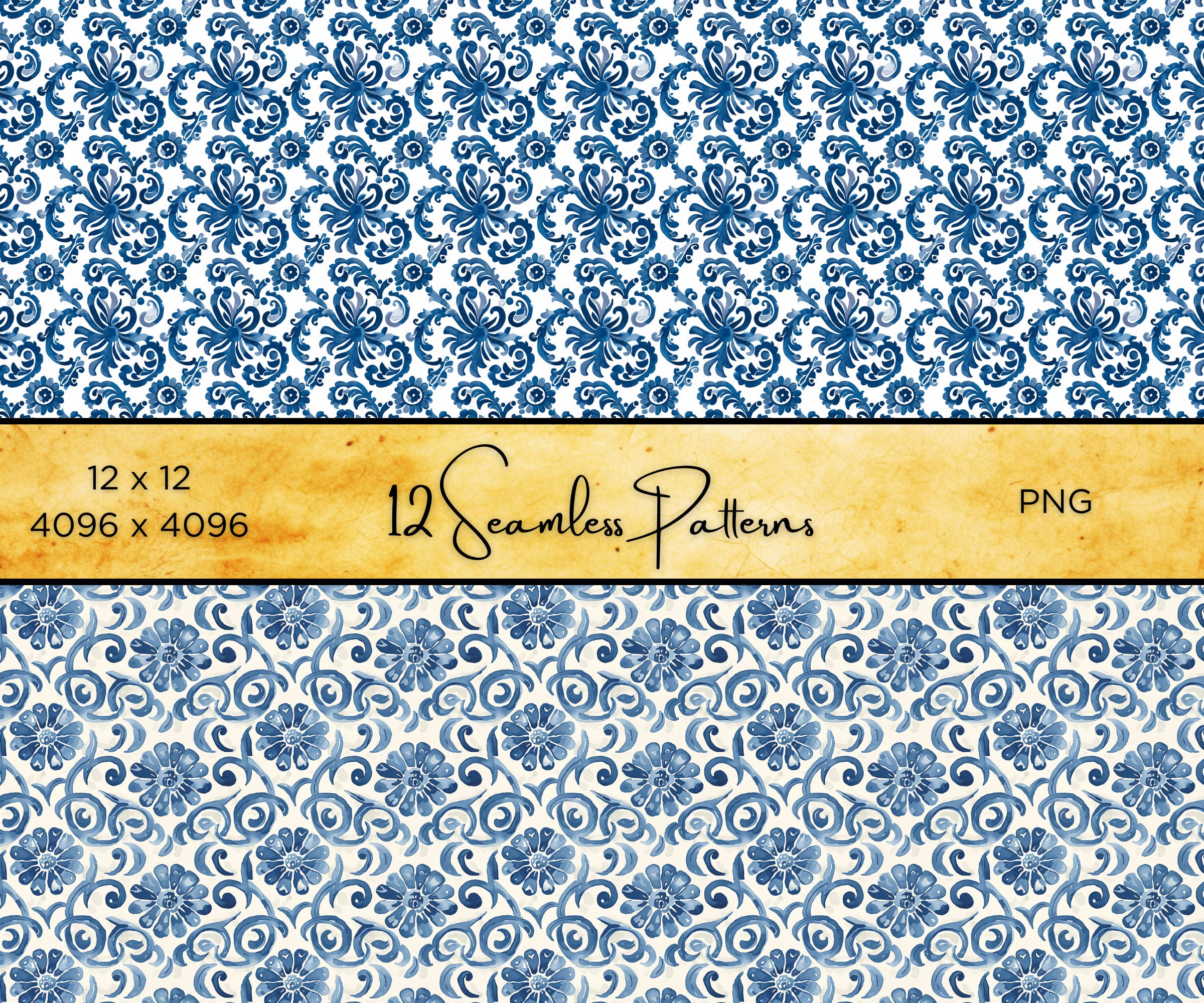 Aegean Sea Pattern Pack: Blue & White Greek Tile Designs (PNG) - Etsy