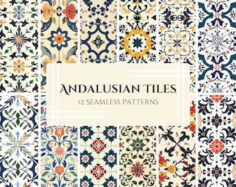 Andalusisch tegelpatroonpakket: bloemen en Arabische motieven (png)