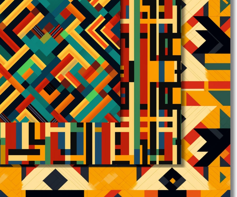 Ankara-inspired African Digital Paper: 12 Geometric PNG Patterns ...