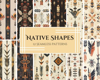 Tribal Totem Patterns: Native American Shapes, Boho Print Designs (PNG)