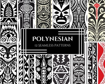 Polynesian Tribal Pattern Pack - Bold Line Art & Traditional Oceanic Symbols - Digital PNG Files for Fabric, Tattoos, Decor