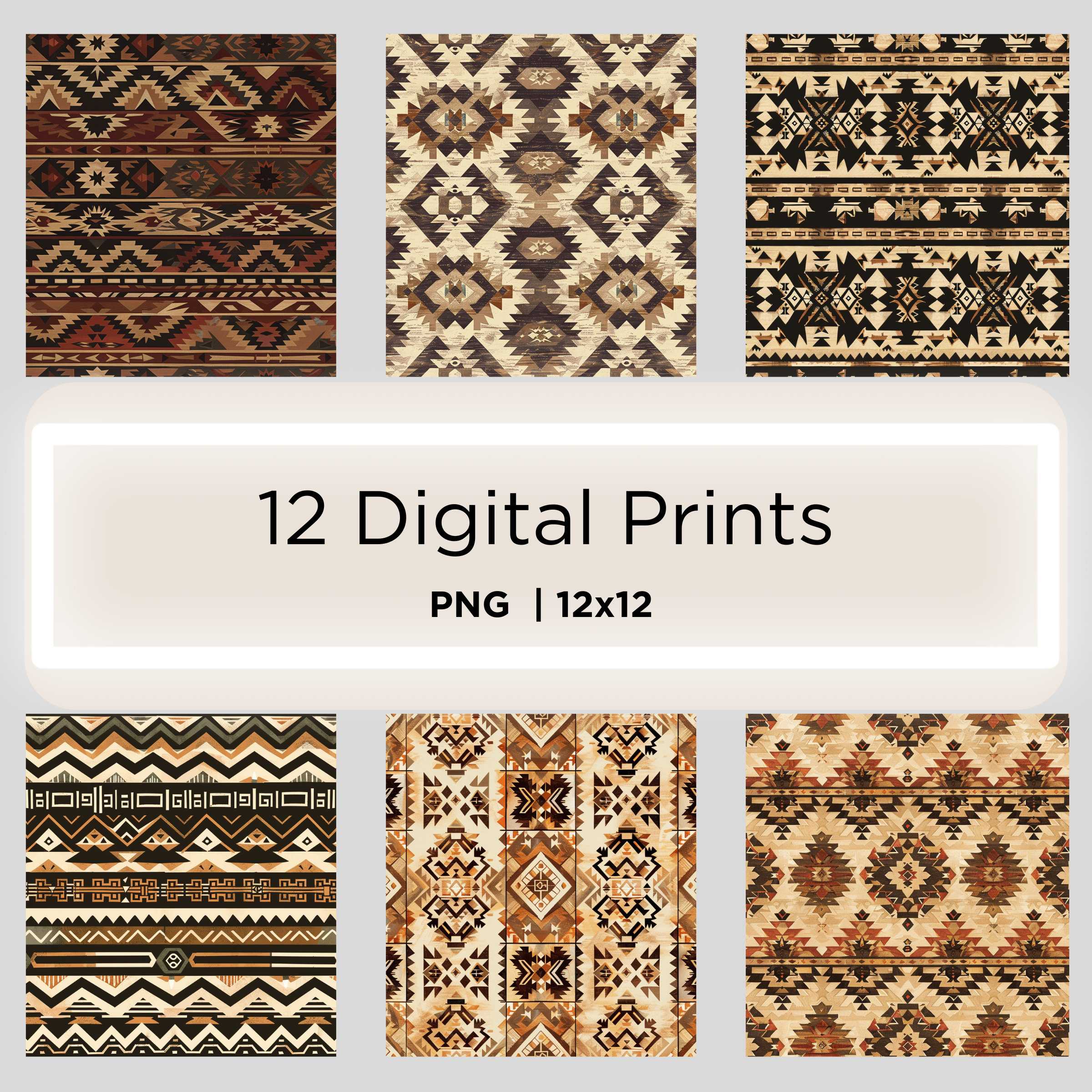 Aztec Geometric Patterns: Earth Tone Tribal Designs (PNG Files) - Etsy