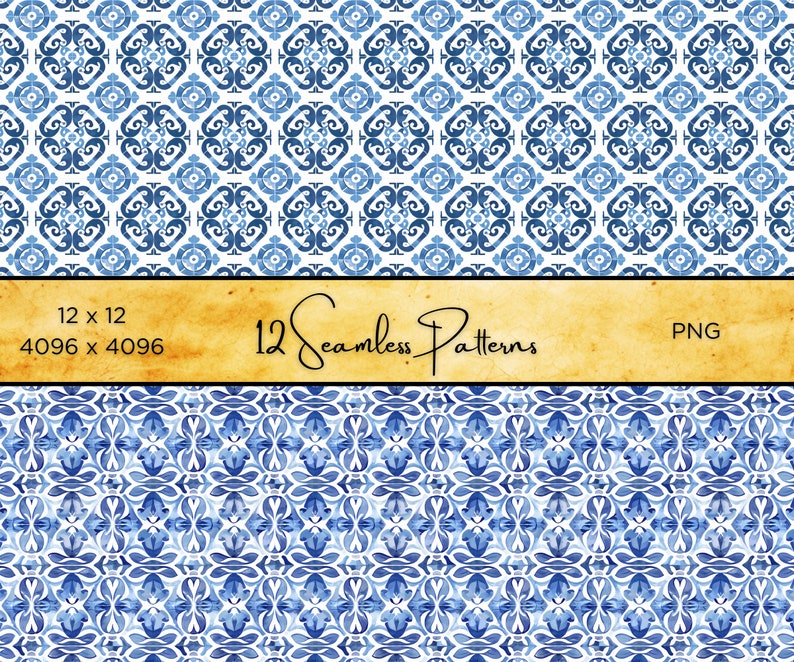 Aegean Sea Pattern Pack: Blue & White Greek Tile Designs (PNG) - Etsy