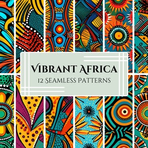 Vibrant Ankara-Inspired Afrocentric Design - 12 Vibrant African PNG Digital Papers - Ethnic Patterns for Crafts / Scrapbooking
