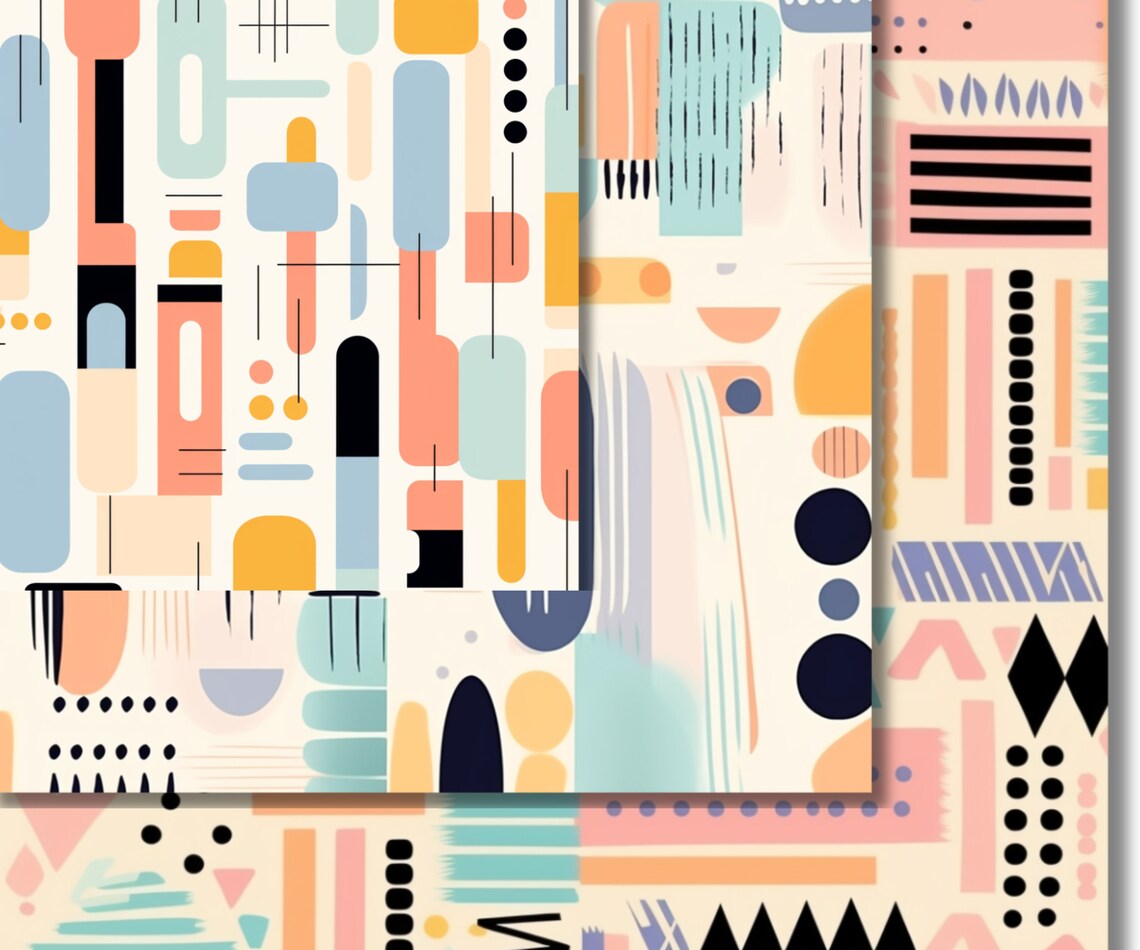 Geometric Ethnic Pattern Pack: Pastel Digital Papers (PNG) - Etsy