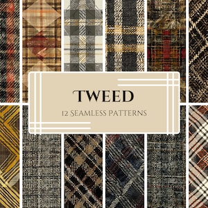Tweed Pattern Pack: Houndstooth & Plaid Textures (PNG Digital Download)