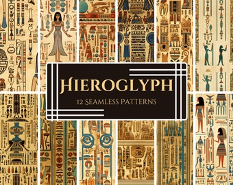 Art nouveaupatronen Egyptische hiëroglief: perkament, png (digitale download)