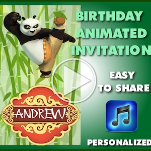 Kung Fu Panda Geburtstag EINLADUNG. Geburtstags-Party-Video Einladung. Digitaler Download.