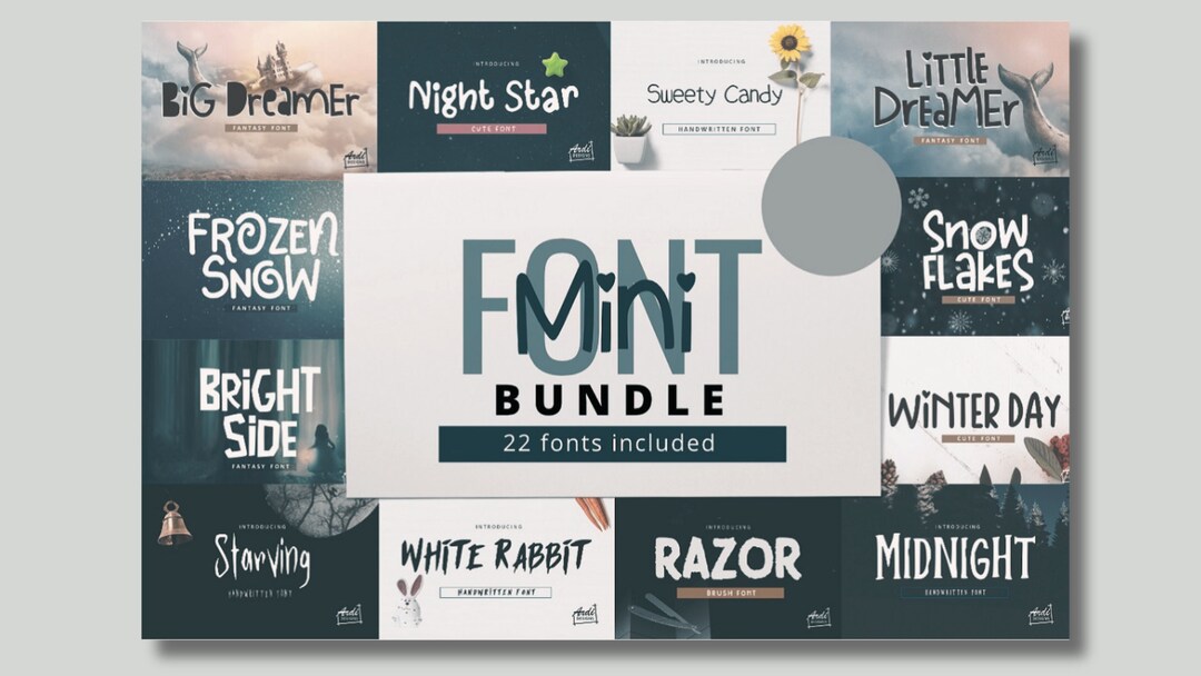Mini Font Bundle Canvas SVG Instant Digital Download procreate Prints ...