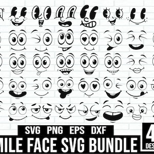 Smiley Face Svg Bundle, Cartoon Emotion Faces SVG Bundle, Kawaii Face SVG, Cute Funny Face SVG, Emoji face, cartoon face clipart,