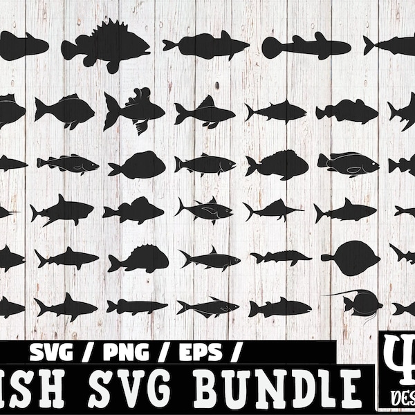 Fish SVG Bundle, Fish SVG, Fish Vector, Tropical Fish Svg, Fish Silhouette, Fish Clipart, Fish Cut Files for cricut