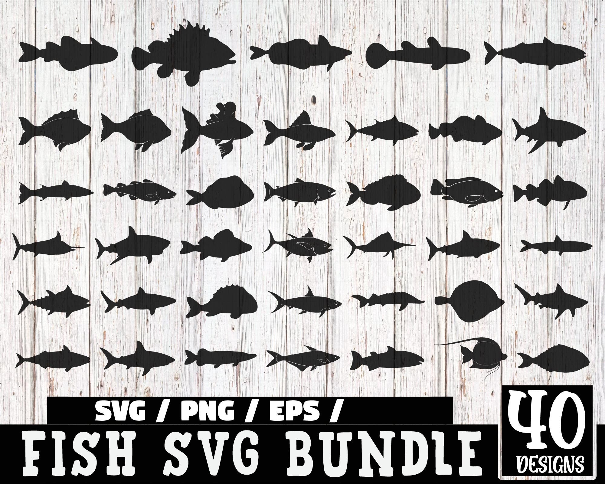 Detailed Fish Line Art Clipart Black and White PNG, SVG