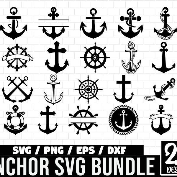 Anchor SVG Bundle, Split Anchor Rope SVG, Anchor Frame SVG, Anchor ClipArt, Monogram Anchor Svg, Wheel Svg, Boat Anchor Svg, Silhouette
