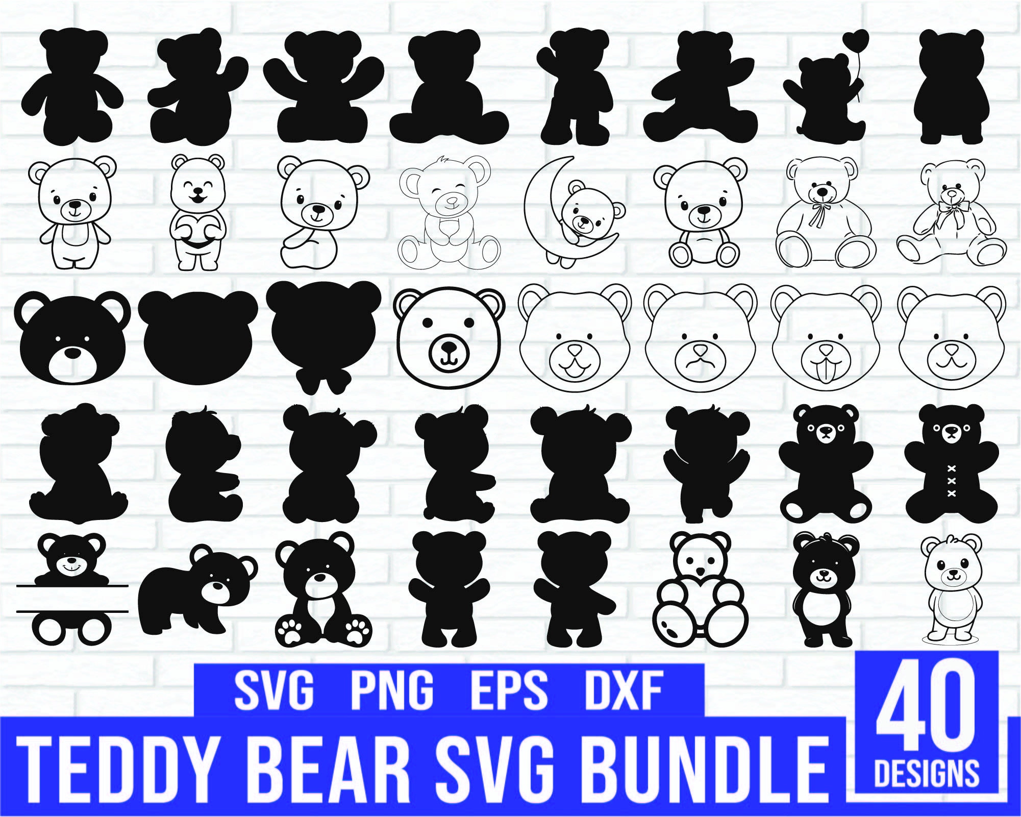 Teddy Bear SVG. PNG . Beary Cute. Cricut Cut Files, Silhouette. Great for  onesies, shirts. Zoo animals. Instant download Cute Baby Bear.