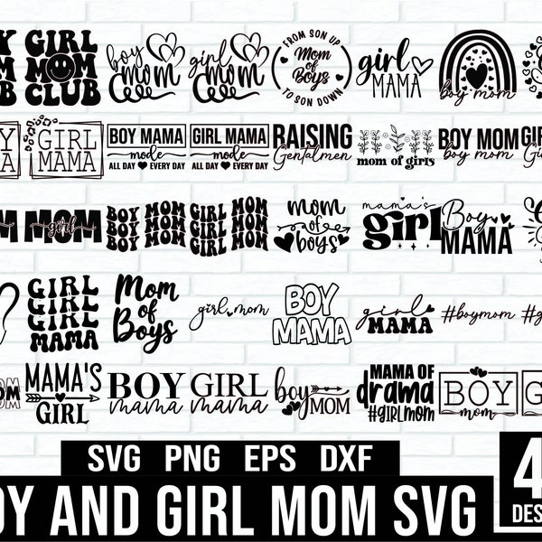 Boy and Girl Mom Svg Bundle, Boy Mama Svg, Girl Mama SVG, Boy Mom Svg, Mom Life Svg Shirt Design, All Day Every Day Svg, Mother's Day Shirt