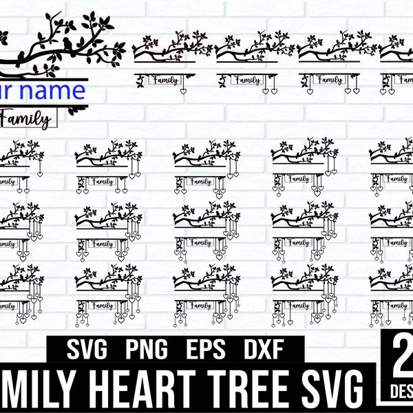 Family Heart Tree Svg Bundle, Family Reunion SVG, Tree of life svg, Split monogram svg, Tree branch Heart frame Svg, Tree Monogram