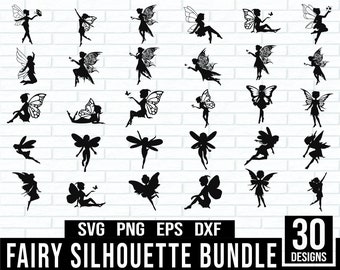 Fairy Silhouette SVG Bundle, Fairy Silhouette Svg, Fairy Clipart, Fairy Cricut, Fairy Vector, Fairies Svg, Digital Download