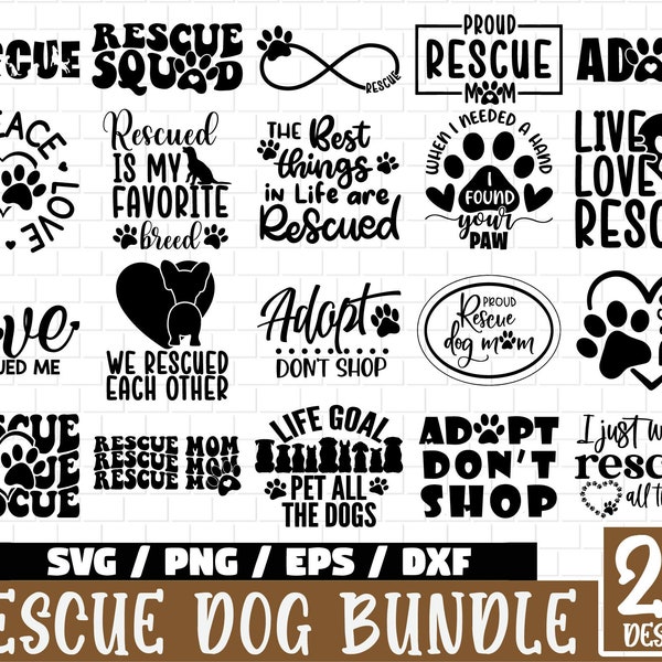 Rescue Dog SVG Bundle, Dog Lover SVG, Rescue Dog Quote svg, Dog Quote Svg, Rescue Svg,  Rescue Mom svg, Pet Adoption svg