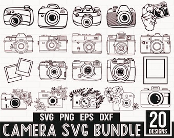 Camera SVG Bundle, Floral Camera Svg, Digital Camera svg, vintage camera svg, Photography SVG, Instant Camera, Camera Cricut, camera outline