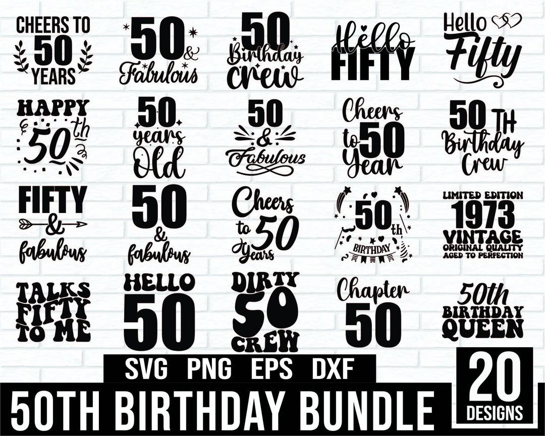 50th Birthday SVG Bundle, 50th Birthday Svg, Vintage 1972 Svg, Fifty ...