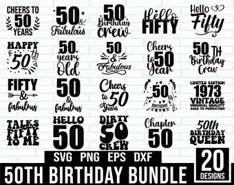 50th Birthday SVG Bundle, 50th Birthday Svg, Vintage 1972 Svg, Fifty Birthday Svg, Hello Fifty Svg, Fifty SVG, Birthday Shirt Svg, Cut Files
