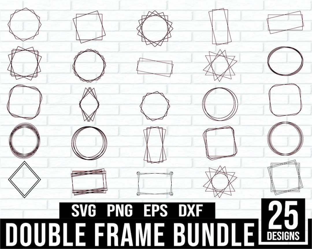 Double Frame SVG Bundle, Square Frame Svg, Rectangle Frame Svg, Round