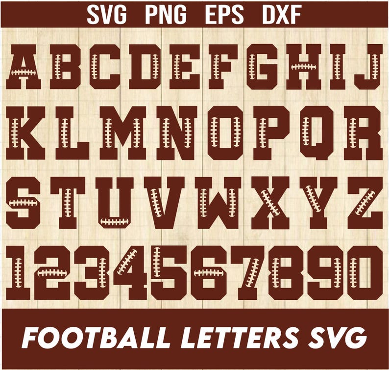 Football SVG Alphabet, Football Font SVG, Football Numbers Svg ,varsity