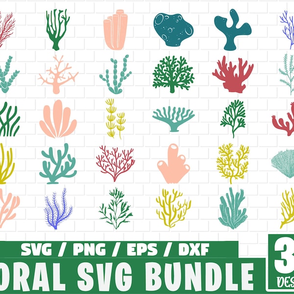 Korallen SVG Bundle, Seegras SVG Bundle, unter dem Meer Pflanzen svg, Sea Life svg, Ocean Life svg, Seegras geschnitten Datei, Ocean Elements