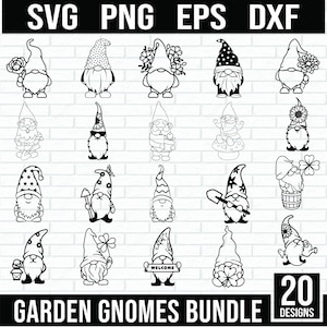 Garden Gnome SVG Bundle, Gnome SVG, Cute Garden Gnome SVG, Nordic Gnome Svg, Gnome Clipart, Flower Gnomes svg, Gardening Quote Svg image 1