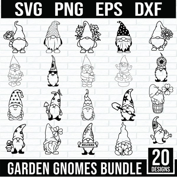 Garden Gnome SVG Bundle, Gnome SVG, Cute Garden Gnome SVG, Nordic Gnome Svg, Gnome Clipart, Flower Gnomes svg, Gardening Quote Svg