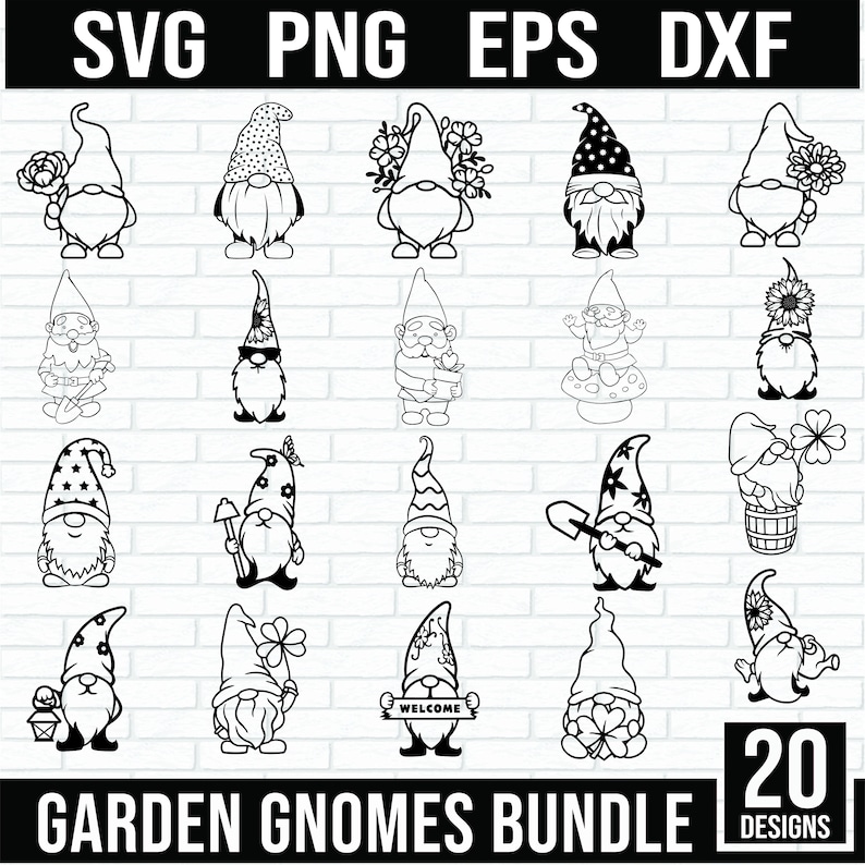 Garden Gnome SVG Bundle, Gnome SVG, Cute Garden Gnome SVG, Nordic Gnome Svg, Gnome Clipart, Flower Gnomes svg, Gardening Quote Svg image 1