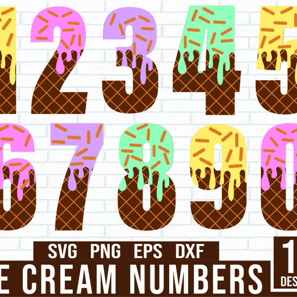 Ice Cream Numbers SVG, Ice Cream Birthday Svg, 0-9 Ice Cream SVG, Alphabet svg, Ice Cream Party, Ice Cream svg bundle