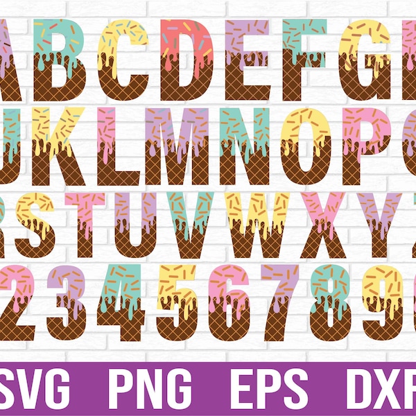 Eis Buchstaben und Zahlen SVG, Eis Geburtstag SVG, A-Z Eis SVG, Alphabet svg Eis Party, Eis svg Bundle