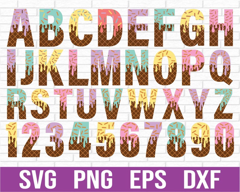Ice Cream Letters and Numbers SVG Ice Cream Birthday Svg A-Z - Etsy
