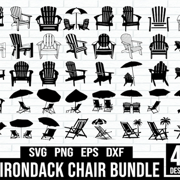 Adirondack Stuhl SVG Bundle, Strand Stuhl svg, Lounge Stuhl, Muskoka ClipArt, Camping Cabin Lagerfeuer Vektor, Urlaub design