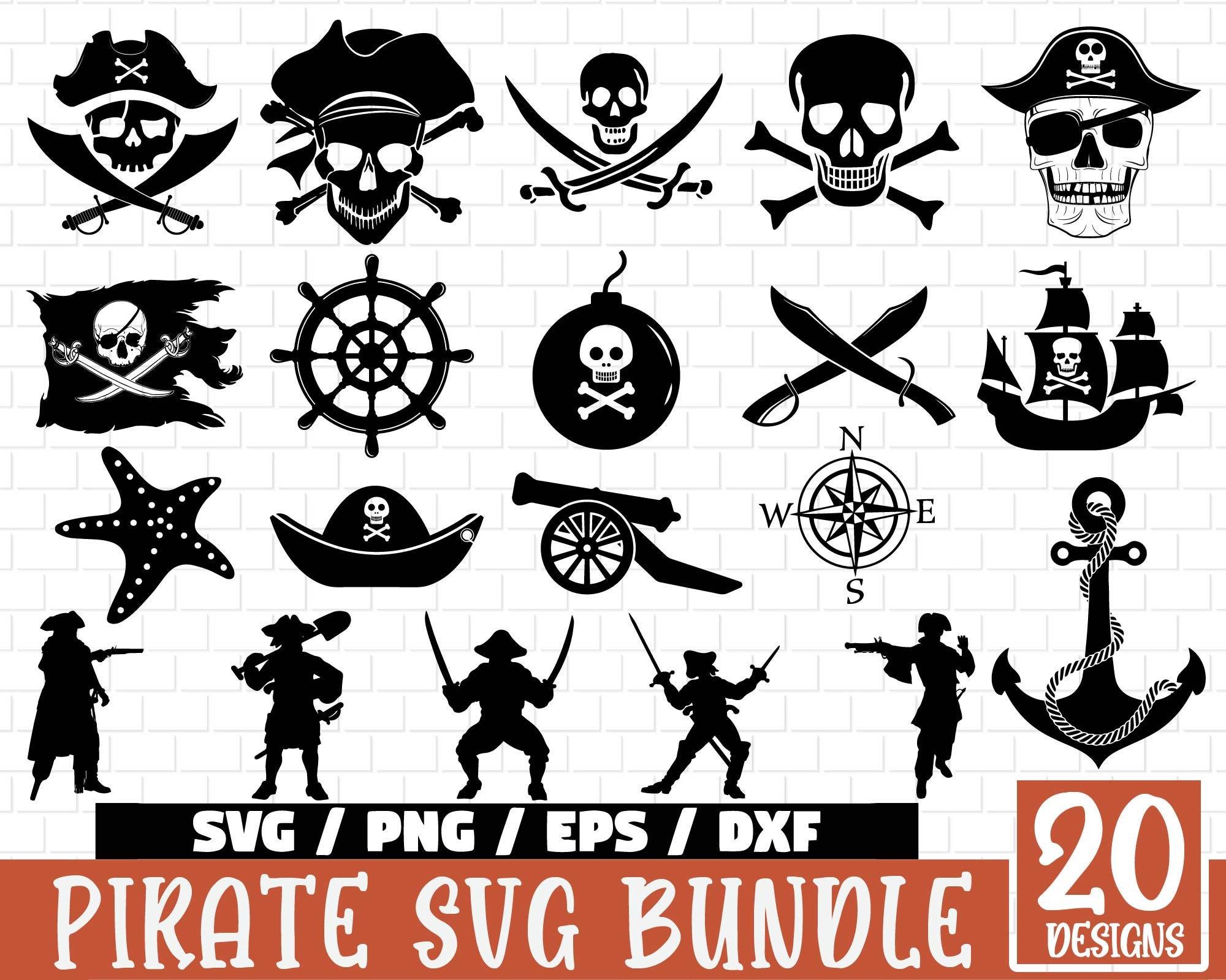 Pirate SVG Bundle Pirate SVG Pirate Silhouette Pirate Ship 