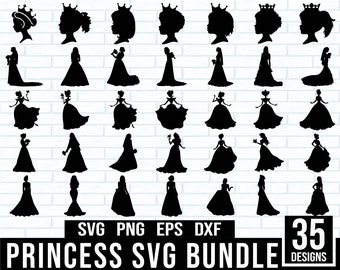 Princess Svg Bundle, Princess silhouette svg,  Princess Cut Files For Cricut, Princess Clipart, Princess Vector, Princess png