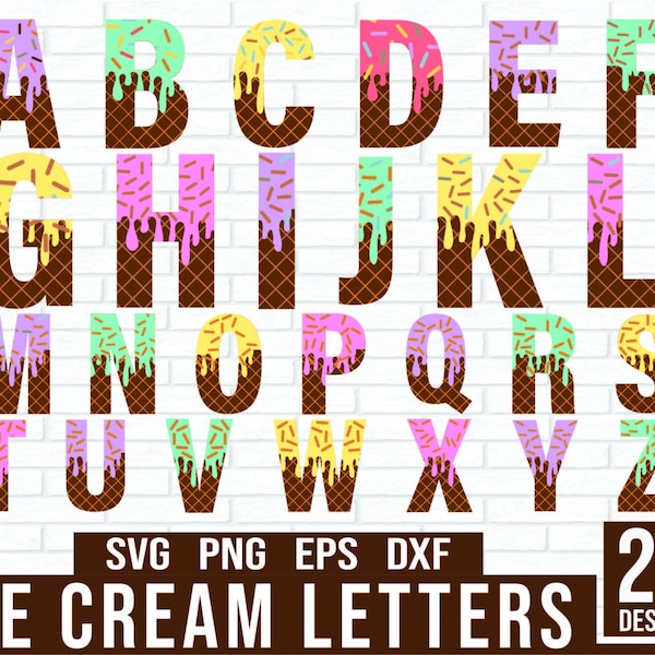 Ice Cream Letters SVG, Ice Cream Birthday Svg, A-Z Ice Cream SVG, Alphabet svg Ice Cream Party, Ice Cream svg bundle, ice cream font