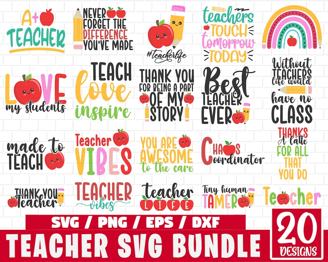 Teacher Svg Bundle, Teacher Life Svg, Back to School Svg, Teacher Appreciation Svg, Teacher Quote Svg, Teacher Svg, School Svg image 1