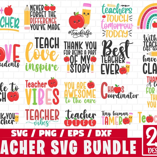 Teacher Svg Bundle, Teacher Life Svg, Back to School Svg, Teacher Appreciation Svg, Teacher Quote Svg, Teacher Svg, School Svg