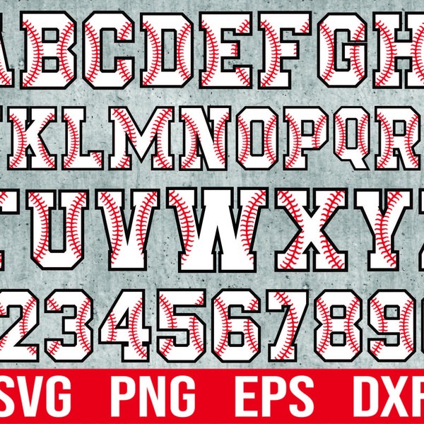 Baseball Font SVG, Alphabet Bundle, Varsity Letters Svg, Baseball alphabet with stitches Svg, Sport font svg, Instant download