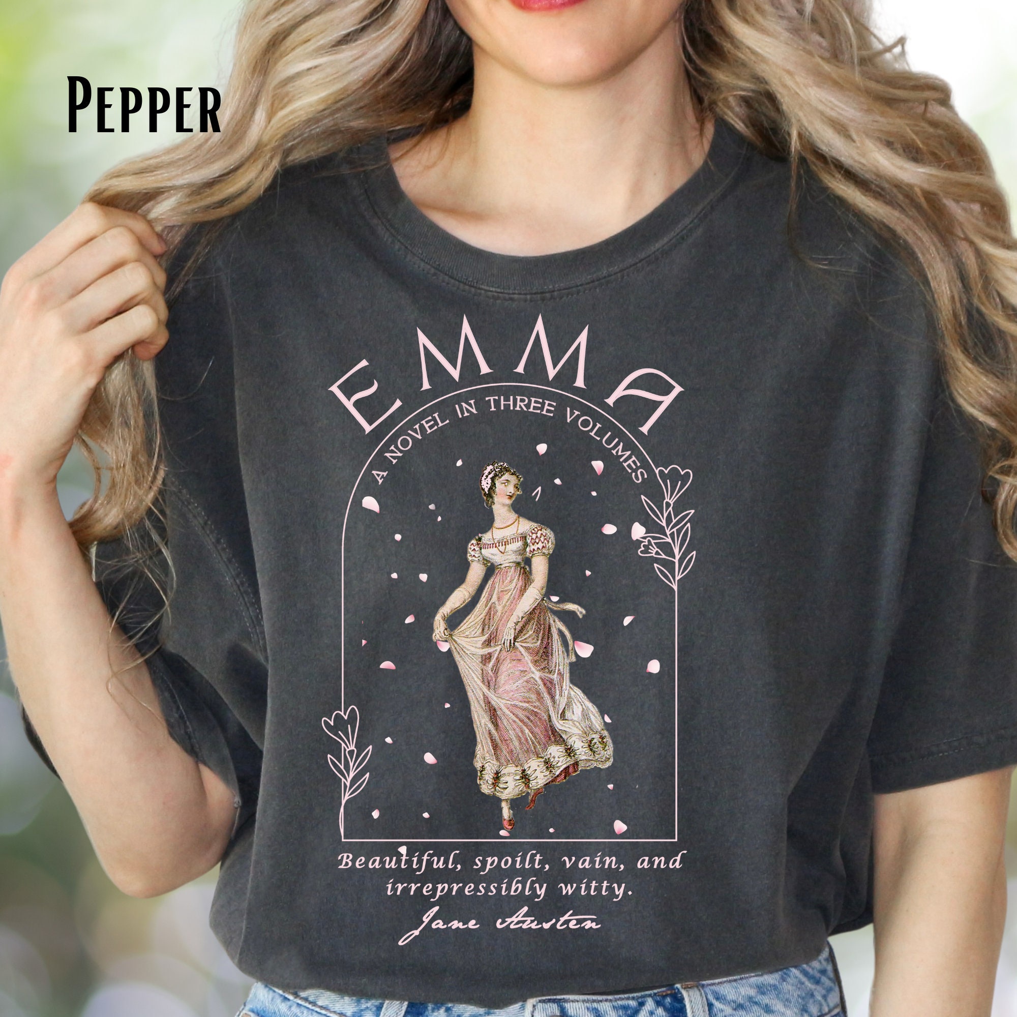 Women's T-Shirts [Out of Print] Jane Austen / Emma Relaxed Fit Tee [Gilded] (Midnight Navy) (Womens) il_1080xN.4498442496_te2m.jpg