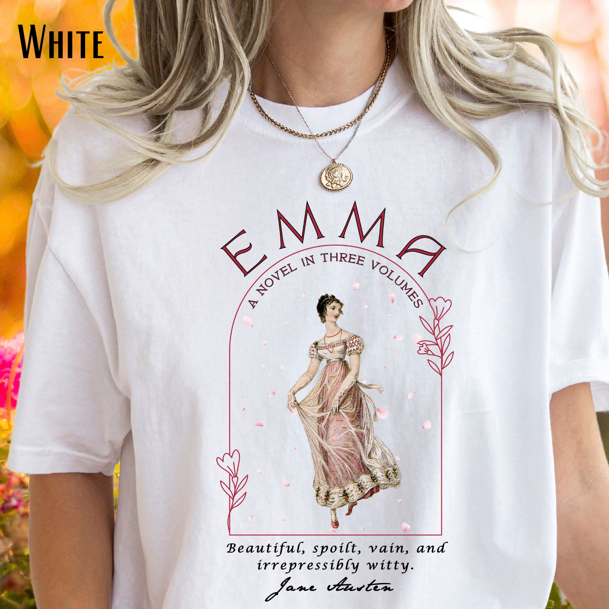 Women's T-Shirts [Out of Print] Jane Austen / Emma Relaxed Fit Tee [Gilded] (Midnight Navy) (Womens) Elegant Emma Inspired Tee: Ideal for Bridal Showers and Book