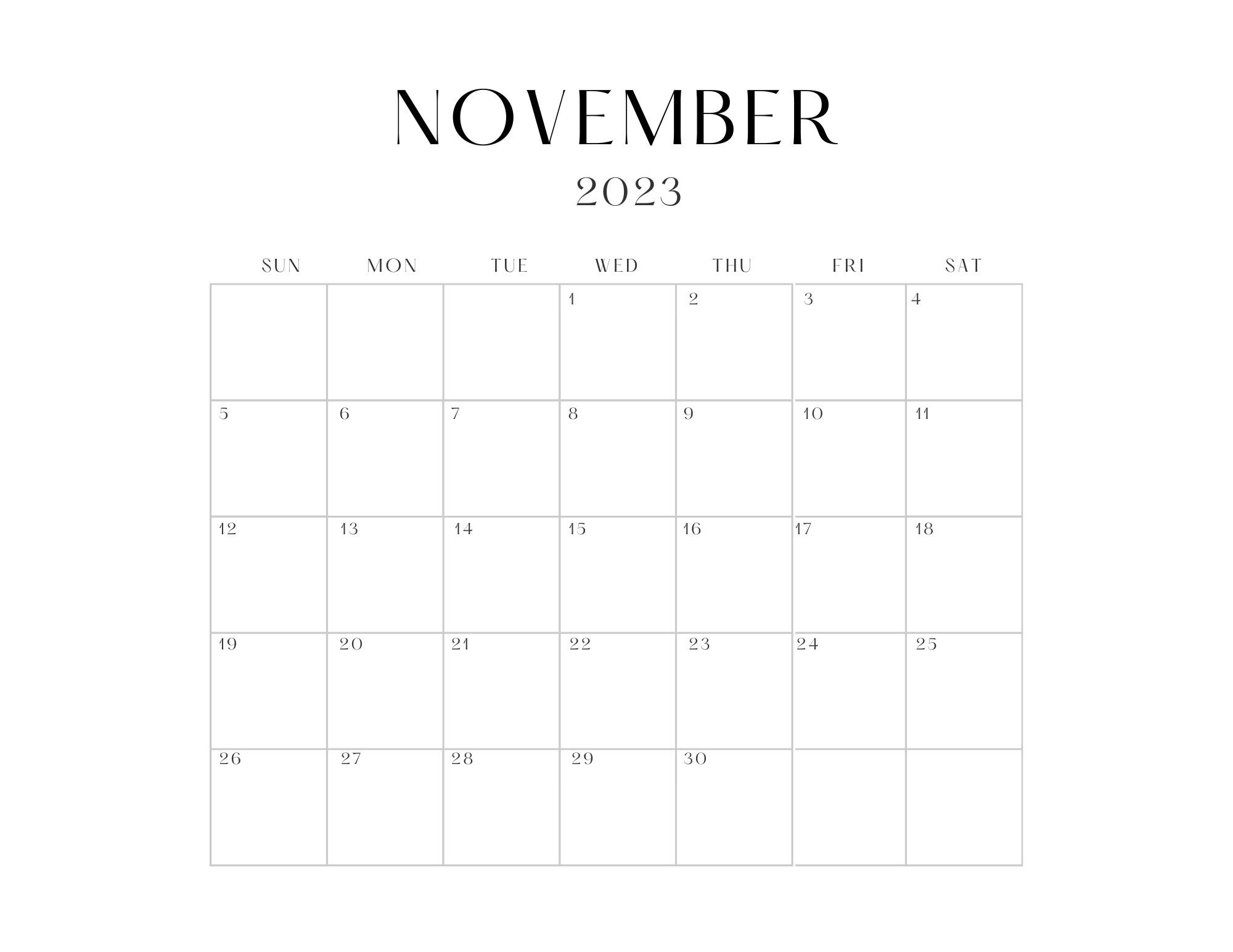 November Calendar - Etsy