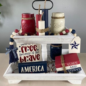 Patriotic Tier Tray Bundle, Independence Day Decor, Patriotic Decor, Summer Decor