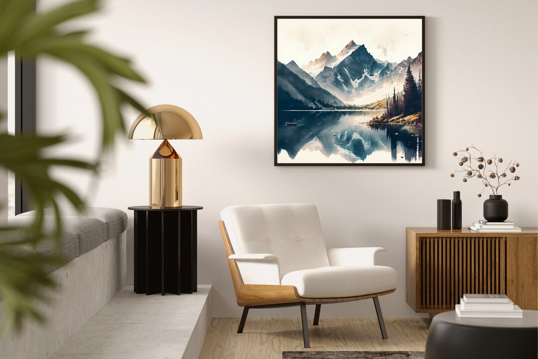 Majestic Mountain Landscape Painting Wall Art, Oil Painting Style on ...