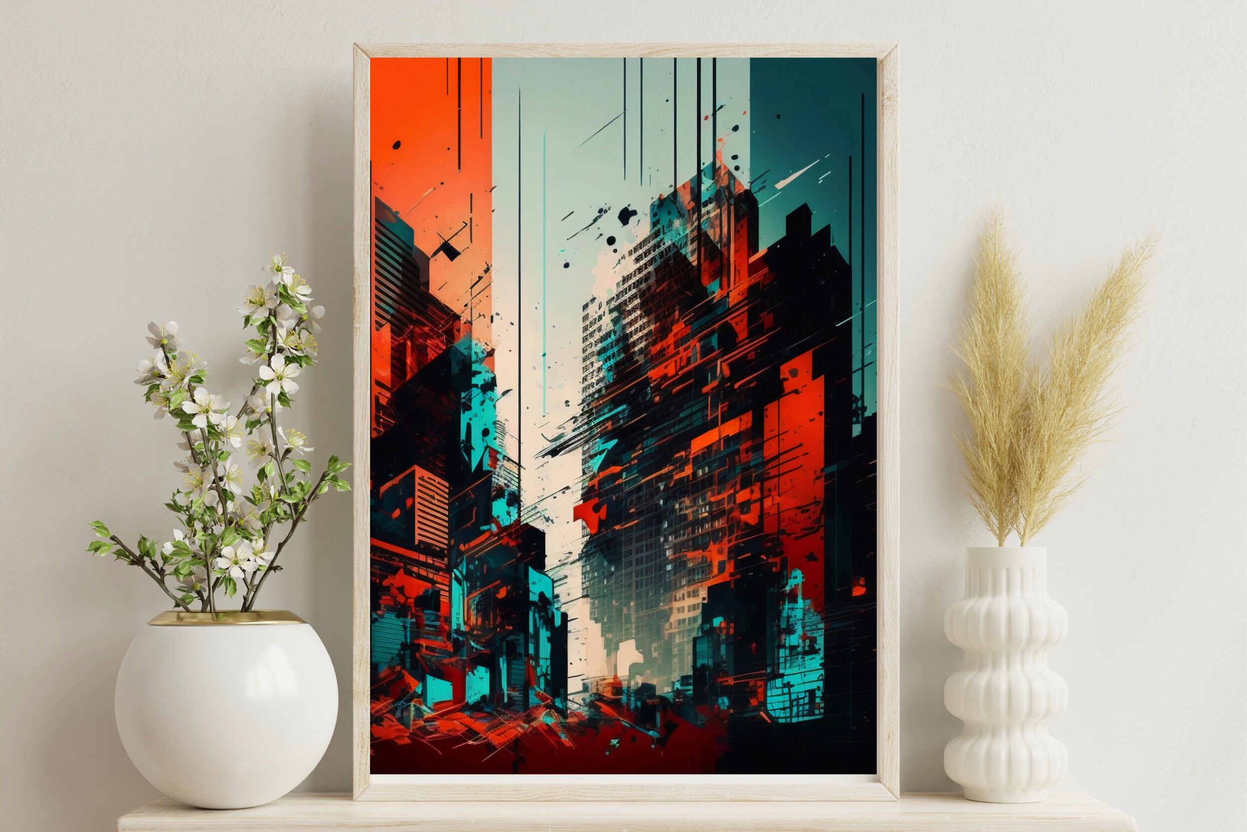 Abstract Urban City Painting, Abstract Art, Abstract Print, Instant ... - Urban City Wall Decor Art With Abstract