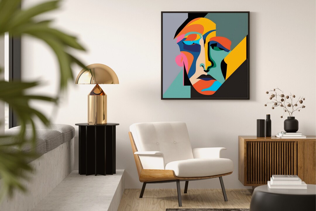 Abstract Face Color Block Poster, Modern Art, Abstract Print, Wall Art ...
