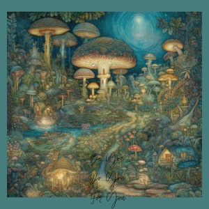 Fairy Mushroom Kingdom, Wall Art Digital download, Enchanted Woodland Forest, Fairy home, Cottage core, Toadstool, pépinière, papiers, journal